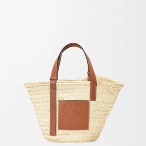 Loewe Natural Woven Tote with Brown Accents